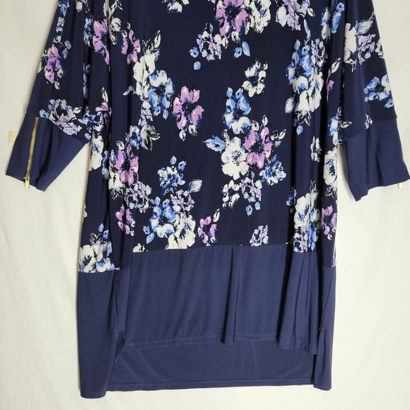 Woman Within Shirt Dress Multicolor Floral Print Sleeve Zip Detail Large 18/20 - Picture 3 of 7